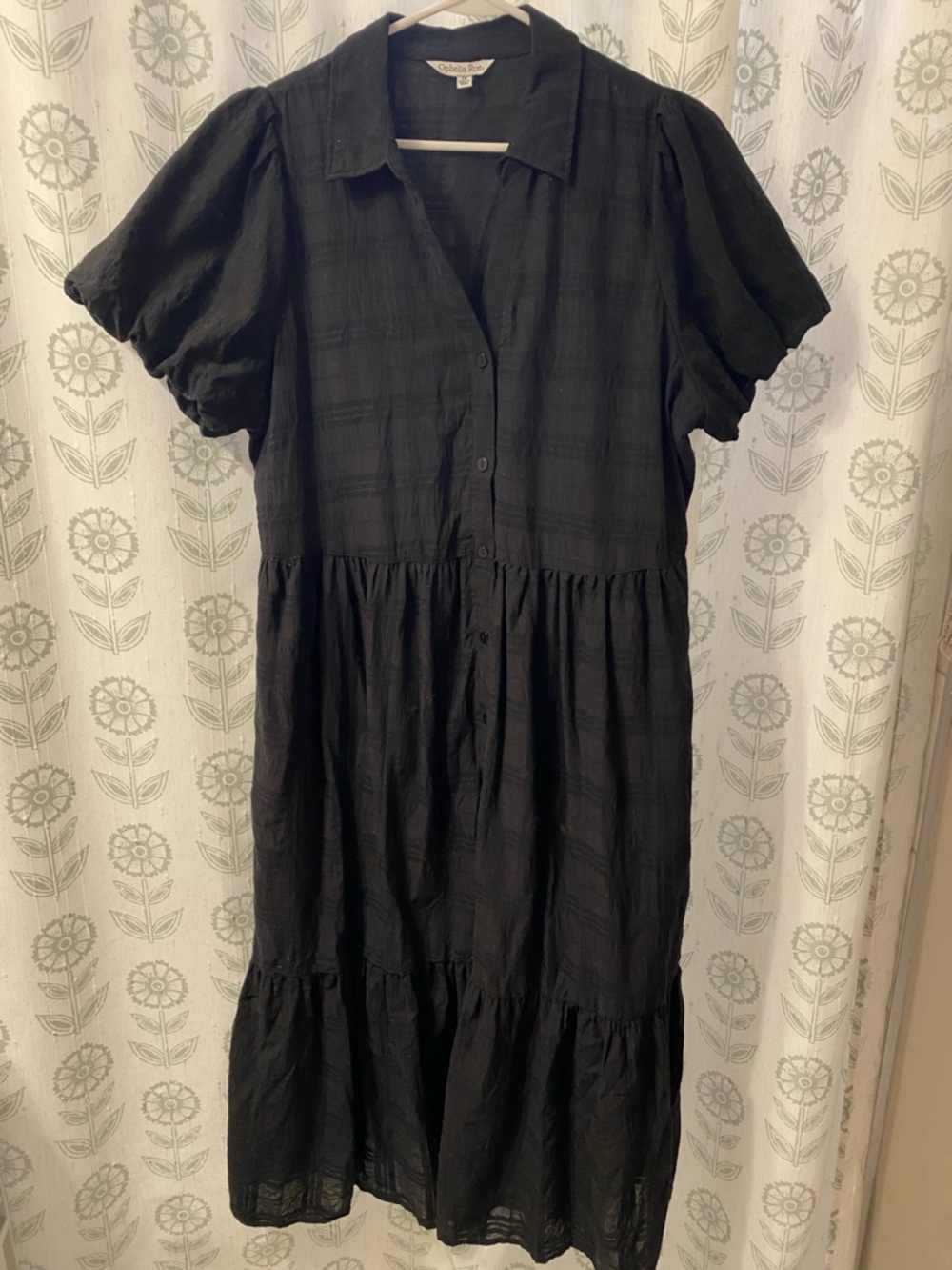 Button Down Black Tiered Maxi Dress by Ophelia Roe